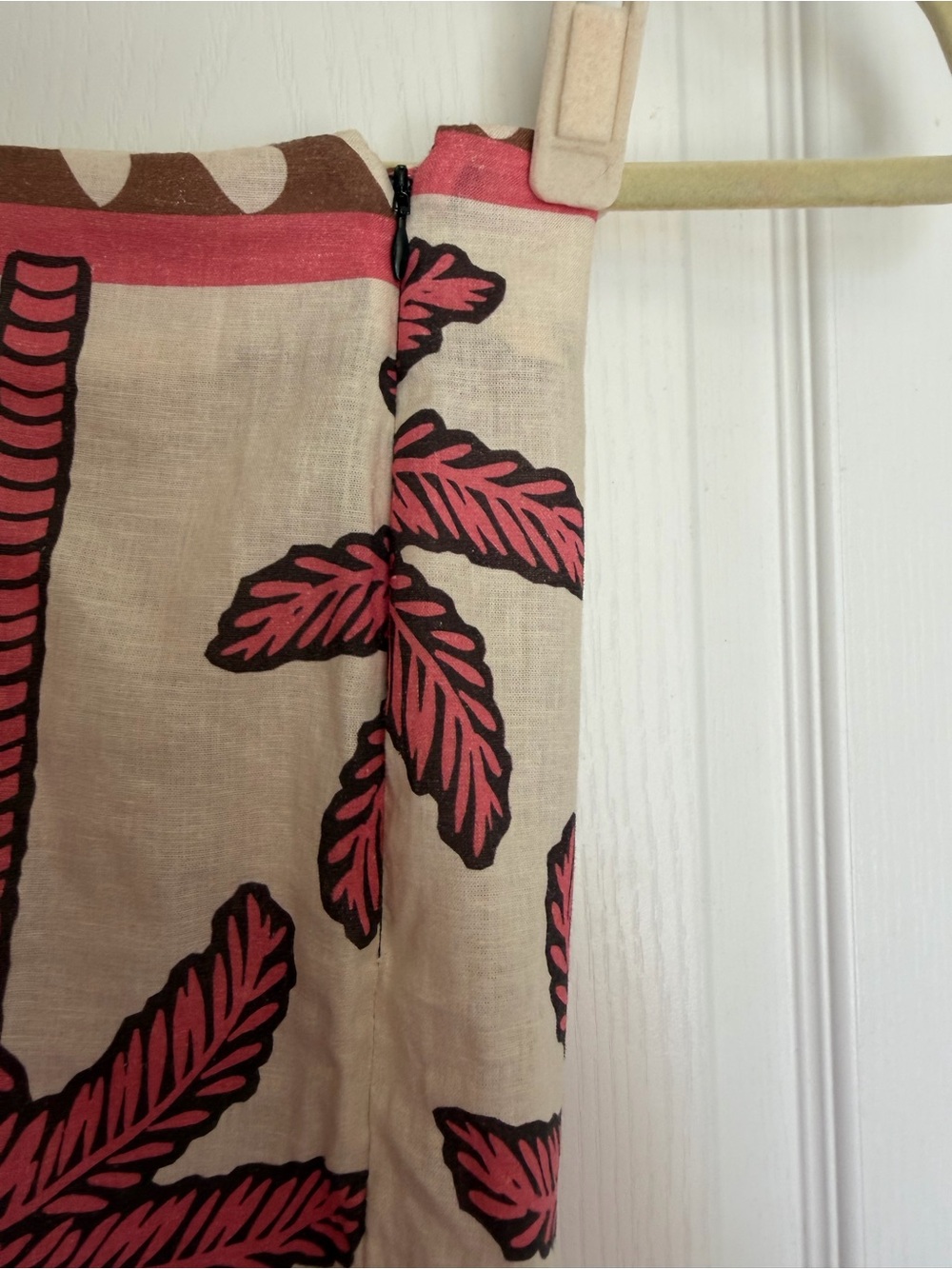 Marine Layer Pink, Cream and Brown Palm Print Maxi wide leg pants - Picture 4 of 4